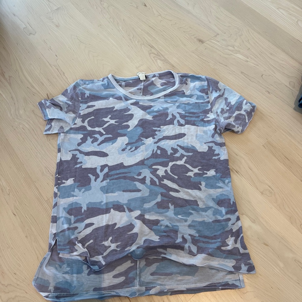 Free People Army Camo Tee in Sky Combo
